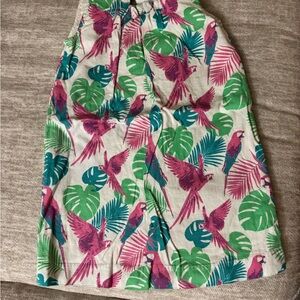GAP Pink and Green Parrot Print A-Line Skirt